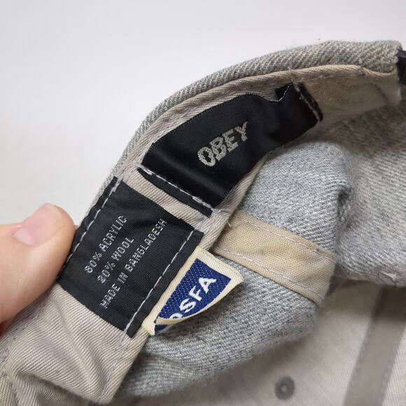 Obey Patch Snapback Hat Gray One Size Colorblock Adjustable Vent Holes - Picture 9 of 9